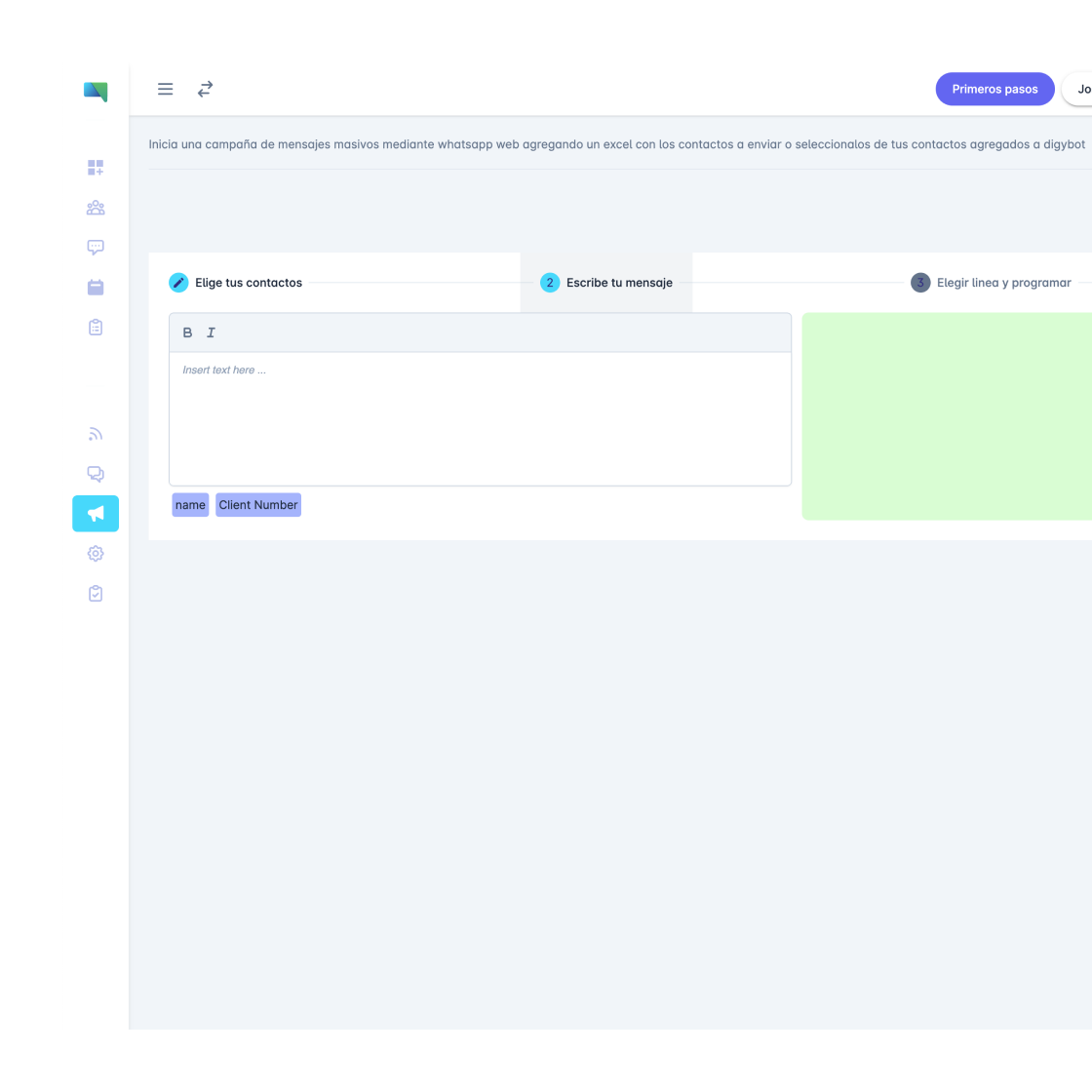 Mensajes masivos con Digybot